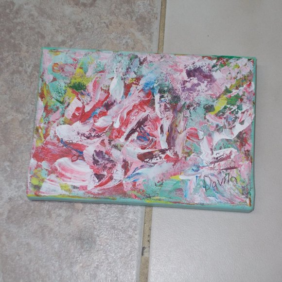 New Original "Infinity Roses" 5"x7" oil painting by Texas Artist Davila - Picture 3 of 5